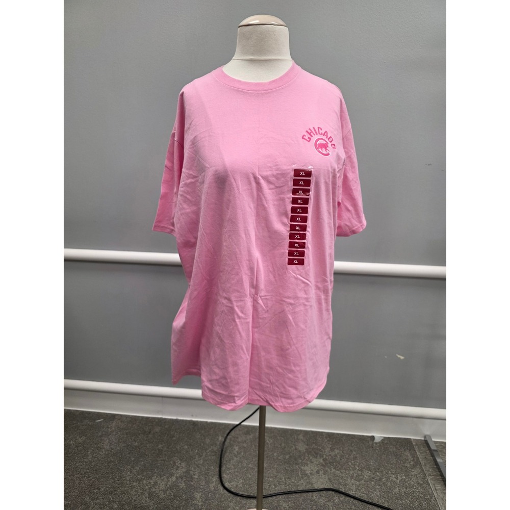 Majestic Chicago Cubs Pink Floral Graphic T-Shirt Womens XL New NWT MLB Tee